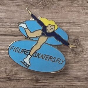 Vintage Blue and Yellow Figure Skater Brooch
